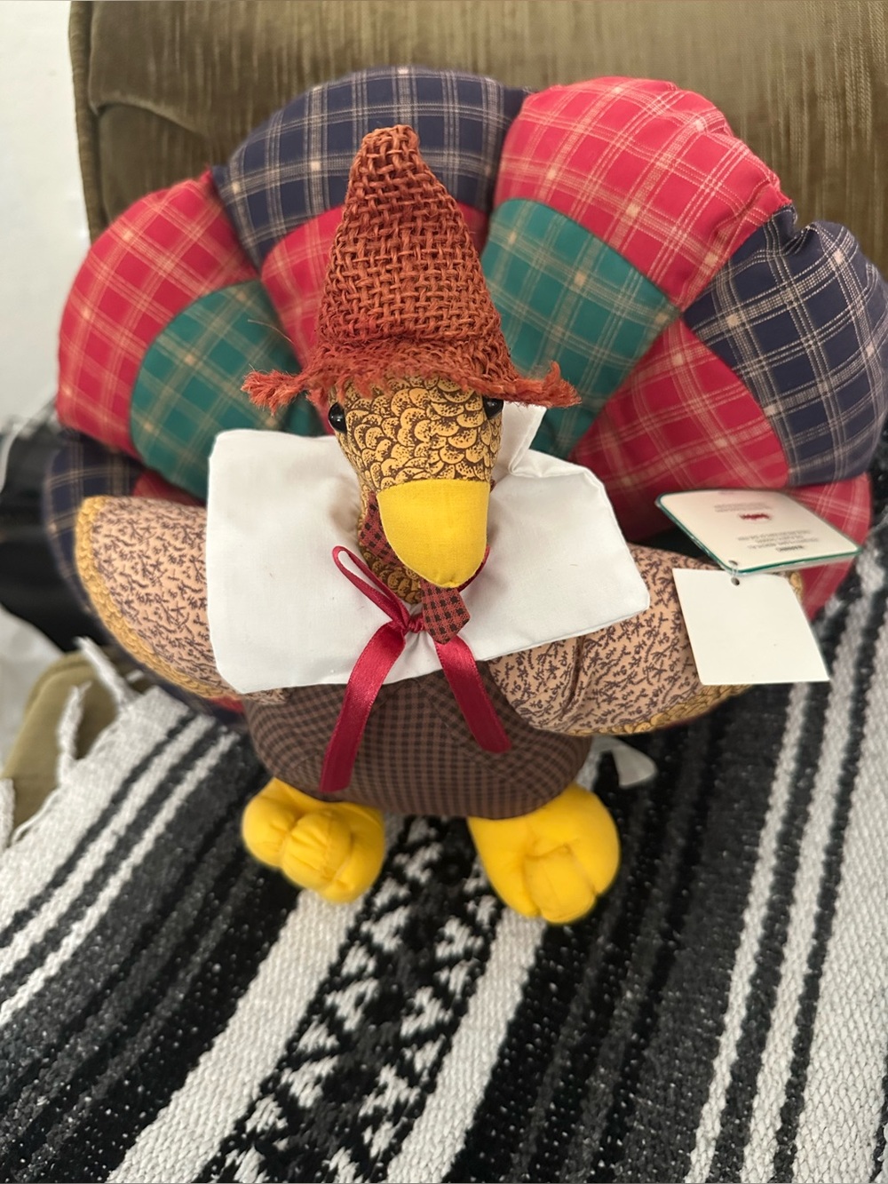 Thanksgiving turkey in pilgrim outfit plush/decor NWT